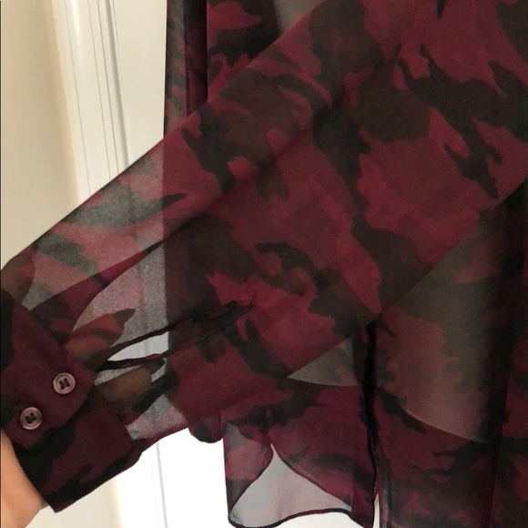 Sheer Black and Wine Camouflaged Blouse - Picture 6 of 7